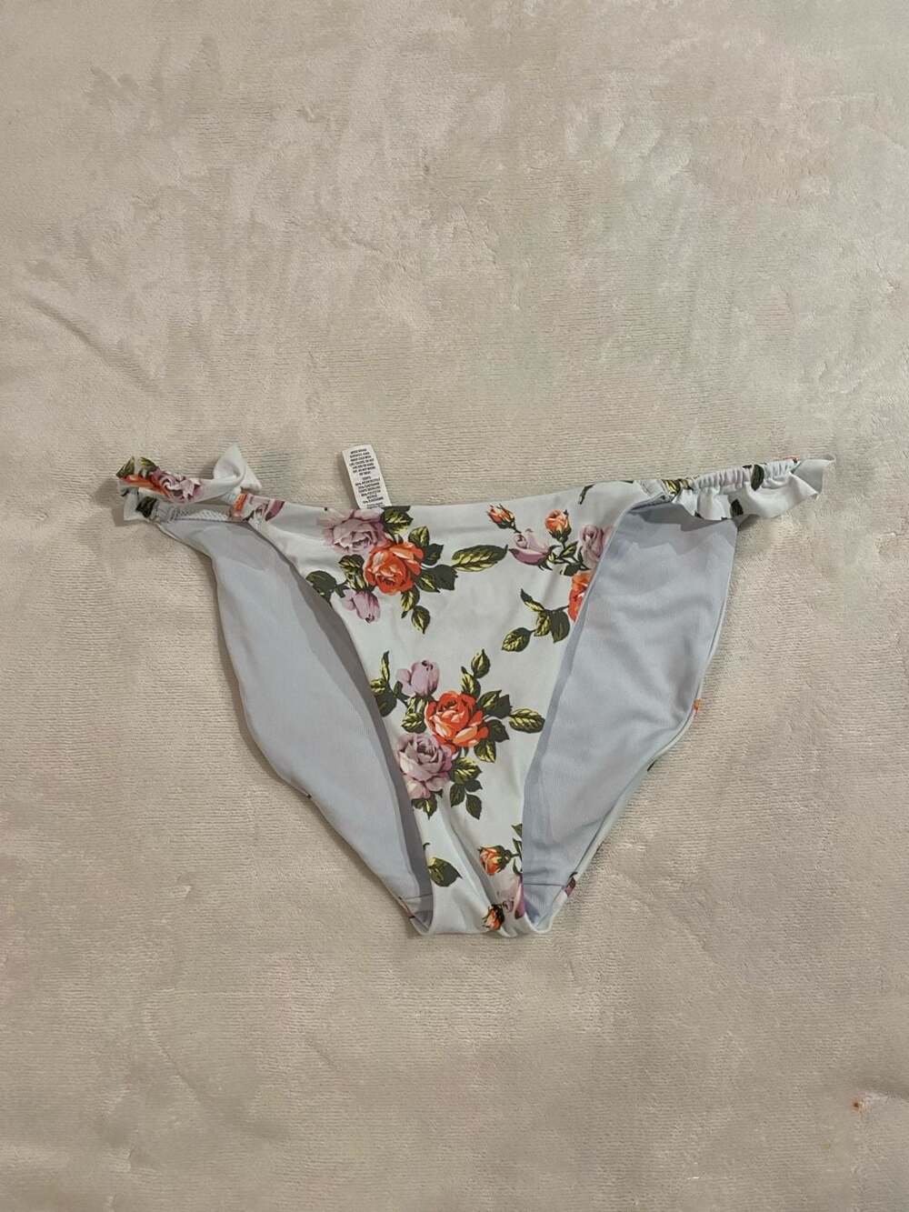 Aerie Rose Floral Print Ruffle Trim Bikini Bottom